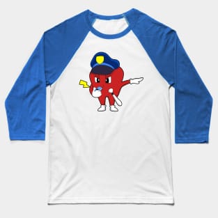 Apple as Police officer with Whistle & Baton Baseball T-Shirt
